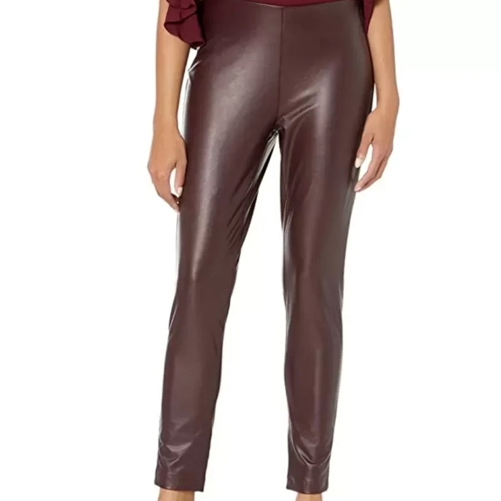 Vince Camuto Maroon Port Faux Leather Leggings Pants New Sz Medium